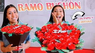 RAMO BUCHON hecho de PAPEL 🌹 REGALO para tu NOVI  Divas Creativas [upl. by Siloum]