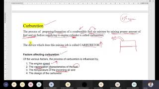 carburetion process Carburetor Factors affecting the carburetion Automobile Engineering [upl. by Ozan]