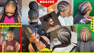 Latest Braids Hairstyles For Black Women  Cornrow Braids  Ghana weaving hairstyles for ladies 2024 [upl. by Adnerad323]