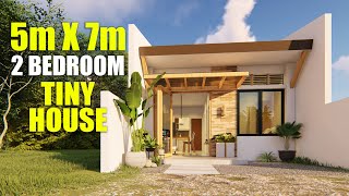 5m x 7m SIMPLE SMALL BUDGET Two Bedroom Modern Spacious TINY HOUSE Design [upl. by Suirtemid]