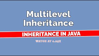 Multilevel Inheritance in Java [upl. by Kam]