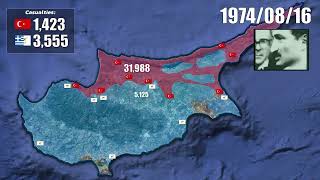 Turkish Invasion of Cyprus 1974 Every Day With Army Sizes Units [upl. by Rehpatsirhc]