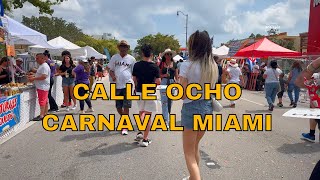 Calle Ocho Carnaval in Miami Walking Tour 4K [upl. by Lanam]