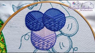 Bordado Fantasía Uva 4  Bordado para Uvas Cerezas Hojas Pétalos etc embroidery tutorial [upl. by Ignazio]