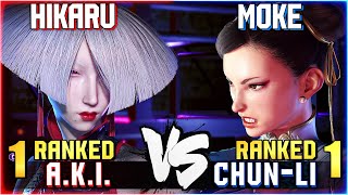 Hikaru 1 Ranked AKI vs Moke 1 Ranked ChunLi STREET FIGHTER 6 Showdown [upl. by Kisor]