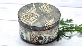 Decoupage Pudełko mixmedia z paprociami TUTORIAL DIY [upl. by Eserahs]