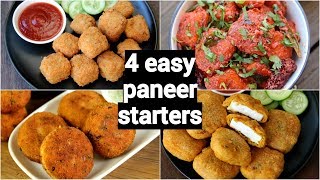 4 easy paneer starters or snacks recipes  पनीर के नाश्ते रेसिपी  easy paneer appetisers recipe [upl. by Elaynad190]