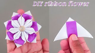 Handmade diy ribbon flowers  How to make ribbon flower  Cloth Flower making [upl. by Nomelc]