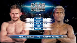 CAGE 63 ANDREEV vs KOBAYASHI Complete MMA Fight [upl. by Shirlene]