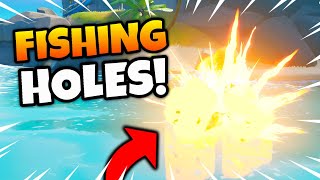 Fortnite FISHING HOLES Location Blow up Fishing Holes at Sharky Shell Sweaty Sands or Flopper Pond [upl. by Thorncombe]