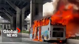 Thailand school bus fire More than 20 children feared dead after bodies recovered [upl. by Yentrok358]