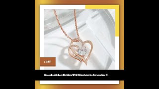 Zircon Double Love Necklace With Rhinestones Ins Personalized Heartshaped Necklace Clavicle Chai [upl. by Yekim]