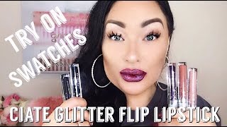 CIATE GLITTER FLIP LIQUID LIPSTICK REVIEW  TRY ON amp SWATCHES [upl. by Sredna]