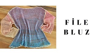 FİLE BLUZ YAPIMI 🤩 TIĞ İLE BLUZ YAPIMI crochet [upl. by Annoyt]