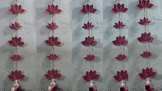 Diwali decoration Lotus hanging youtube cardboard Lotus flower wall decor ideas।Best out of waste [upl. by Connel]