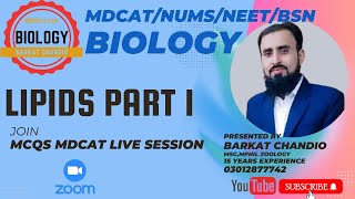 MDCAT  NUMS  Biological Molecules  Lipids Part 1 [upl. by Alexandros]