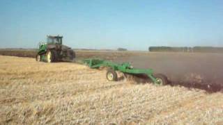 Moldboard plowing wheat stubble with 16 bottom plow [upl. by Jephum]