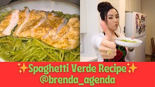 Spaghetti Verde Full Recipe  Brenda Agenda  Cook with me 💖 [upl. by Llesirg344]