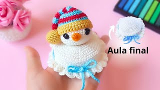 TAMPA POTE AMIGURUMI BONECO NEVE AULA FINAL [upl. by Cordula]