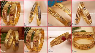 Latest Gold Bangles Designs 2023 with weight and Price 22K gold bangles with Price Gold jewellery [upl. by Nalahs]