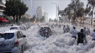 7 minutes ago in Poland Severe hailstorm turns road into river in Gniezno [upl. by Ahsiliw]