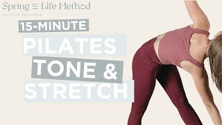 15Minute Pilates Tone amp Stretch  Strengthen Flow with Optional Ankle Weights [upl. by Reedy]