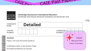 970221MJ2019  Physics 9702 Paper 2  CAIE  9702 May June Varient 21 2019 [upl. by Akienahs]