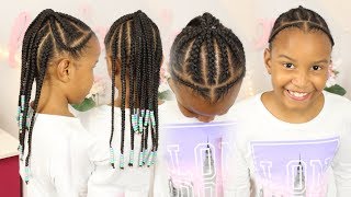 Easy Braided Hairstyle  Beads amp Braids ▸ Protective Style [upl. by Annuahsal]