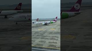 A passenger plane taxis into the station after landing [upl. by Godspeed660]