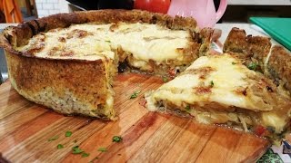 Tarta de berenjenas en masa de semillas con cubierta de cebolla y queso [upl. by Hadley796]