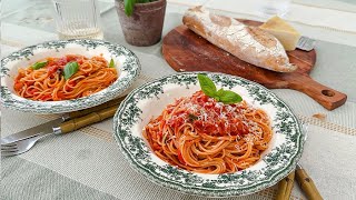 Spaghetti with Marinara Sauce Simple home cooking [upl. by Aroz]