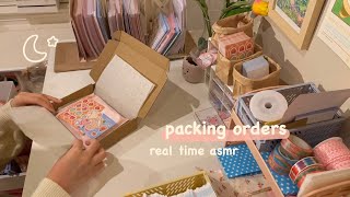 asmr packing orders for my sticker shop 🍵 real time no music  late night edition [upl. by Jolyn298]