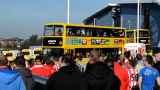 211012  Sunderland Fans Welcome Newcastle Supporters in Tyne Wear Derby Clash [upl. by Coit]