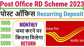 Post office RD Scheme 2023 in Hindi  Latest RD Interest Rate 2023  Post office Recurring Deposit [upl. by Rexer]