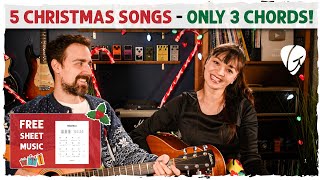 5 EASY Christmas Songs on Guitar Use THE SAME 3 Chords [upl. by Tally204]