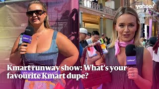 Kmart runway show Whats your favourite Kmart dupe  Yahoo Australia [upl. by Cirle]