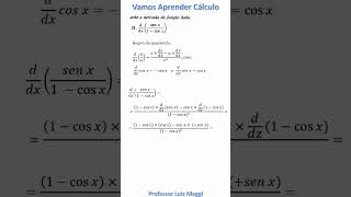 DERIVADA DE UMA FUNÇÃO APLICANDO A REGRA DO QUOCIENTEprofessorluizmaggi [upl. by Anahc]