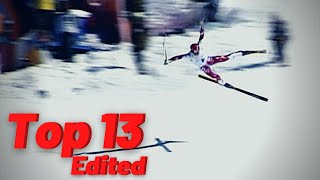 The 13 Worst Downhill Skiing Crashes [upl. by Ellitnahc]