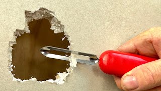 Method Surprised 50yearold Mason Repair Drywall Hole in 5 minutes [upl. by Aicilana]