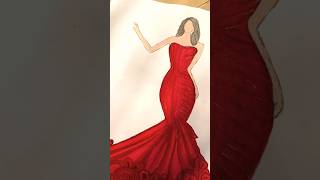 ILLUSTRATIONRED BEAUTIFUL GOWN ILLUSTRATION DESIGNER STUDIOyoubuteshort youtube shorts [upl. by Powell]