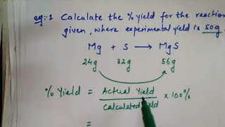 Percentage yield calculation  how to calculate  yield [upl. by Wilbert]