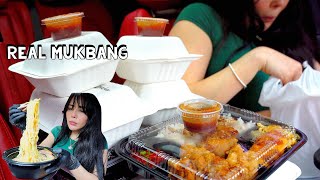 Real Mukbang AMAZING Fired Chicken Japanese Ramen Crispy Sides Sweet amp Spicy Shrimp No Talking [upl. by Aramad436]