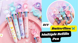 DIY Multi Refill Pen  How to make 5in1 Pen  Pen Decoration idea  School Supplies [upl. by Kappel]