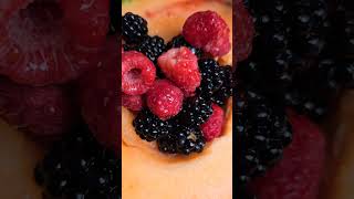 Melon bowl full of berries with lemon and tajin 🔥🇲🇽🔥🇲🇽🔥food work delicious snacks lunch diy [upl. by Sapienza]