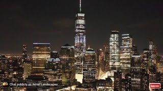 New York City Skyline at Night Live Screensaver HD  Aerial Landscapes Wallpaper HD Live [upl. by Ahsieket]