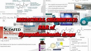 9MEDICINAL CHEMISTRY SAR of Sympathomimetic drugs Adrenergic Agonist SYMPATHETIC SYSTEM AGONIST [upl. by Rachael]