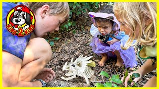 Kids Pretend 🦖 CALEB MARY amp CHARLENE DIG UP DINOSAUR BONES [upl. by Adnarb]