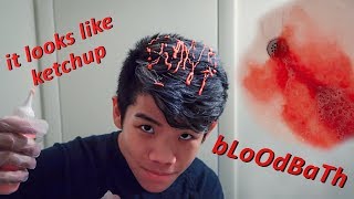 I dyed my hair red and creating a bLoOdBaTh [upl. by Judas]