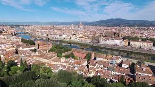 Aerial drone view of Florence from Piazzale Michelangelo [upl. by Onek]