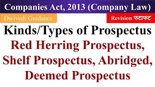 Types of Prospectus Red Herring Prospectus Shelf Prospectus Abridged Deemed Prospectus bcom [upl. by Aidnahs]